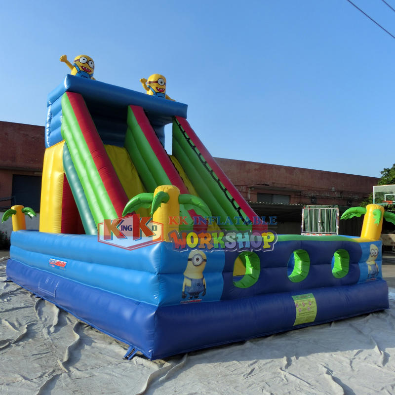 Giant inflatable dry slide products amusement park bouncer castle 3D little minions Theme Climbing Slide Jumping bouncer