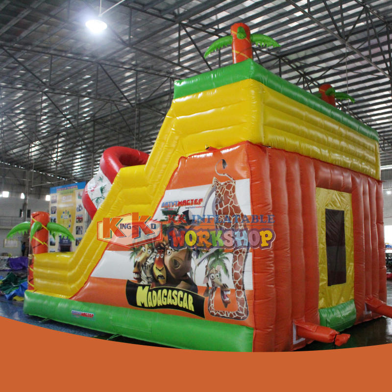 Inflatable Safari Park Bouncy Slide / Colorful PVC Inflatable Elephant Bouncer Slide Trampoline