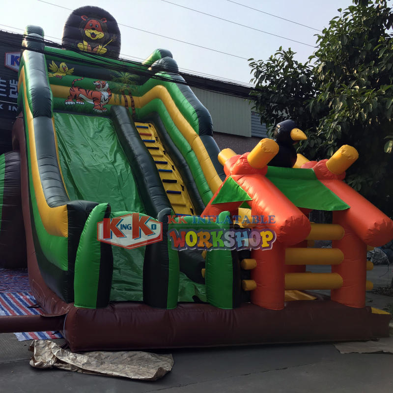 Outdoor adventure jungle theme inflatable slide for kids playground