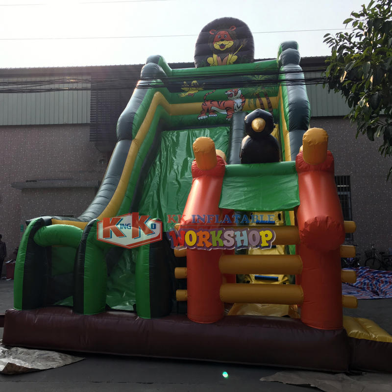 Outdoor adventure jungle theme inflatable slide for kids playground