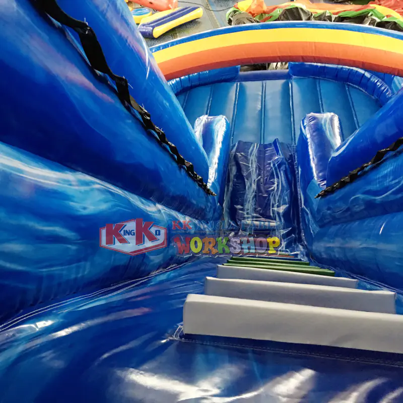 Commercial Business Type inflatable marble blue wet/dry slide games for party rental using
