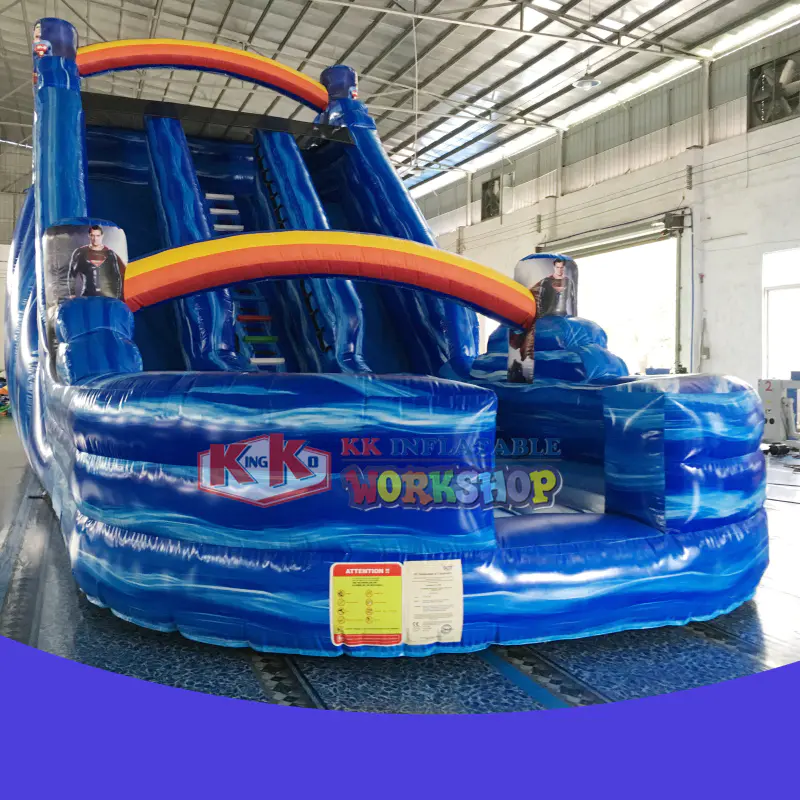 Commercial Business Type inflatable marble blue wet/dry slide games for party rental using