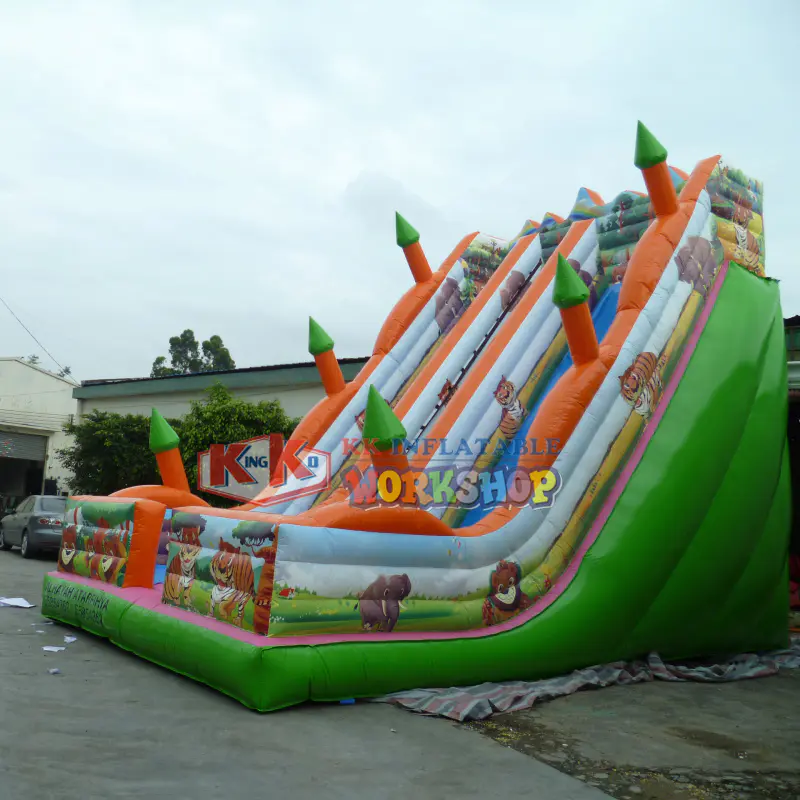 Inflatable Jungle Theme Forest Slide, Kids Indoor Outdoor Jumping Castle Slide Trampoline