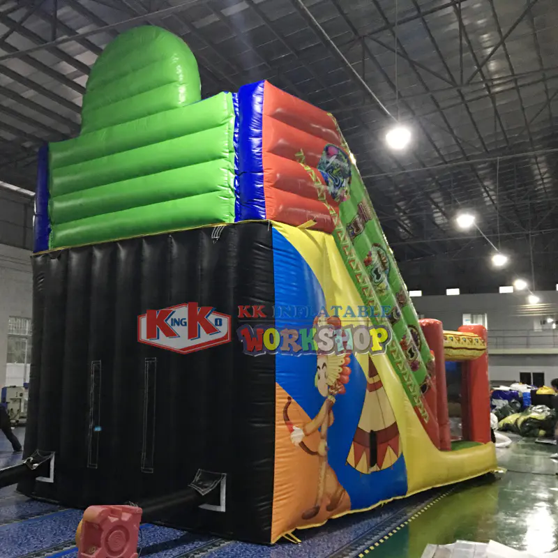 Indian Theme Inflatable Slide, Dual Lane Inflatable Indian Decoration Bouncy Combo Slide Jumper