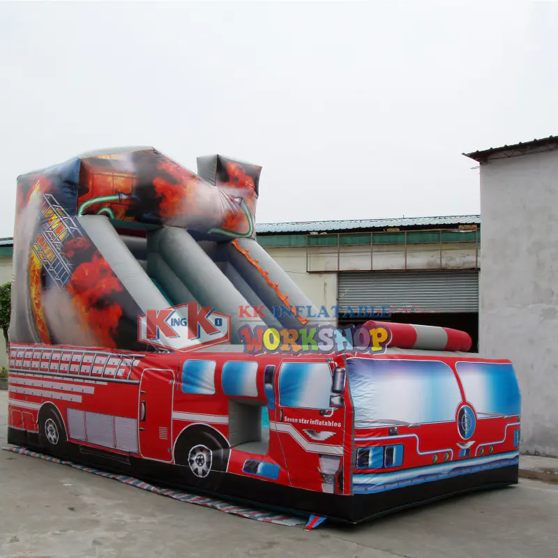 Life Saving Fire Truck theme inflatable bouncy slide for kids party rentals