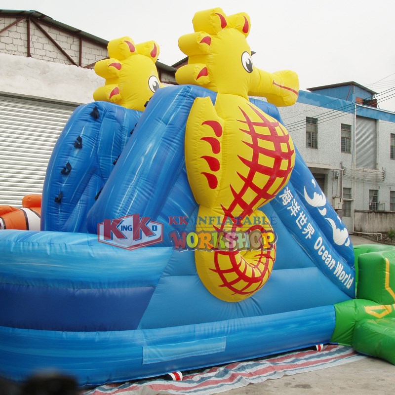 KK INFLATABLE fire truck shape inflatable slide colorful for playground