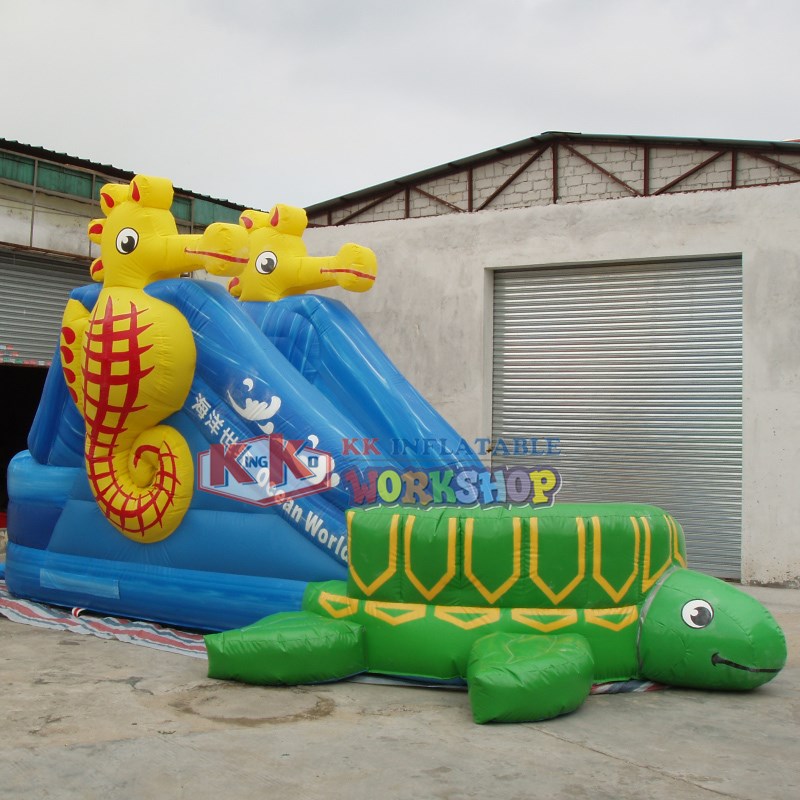 KK INFLATABLE fire truck shape inflatable slide colorful for playground