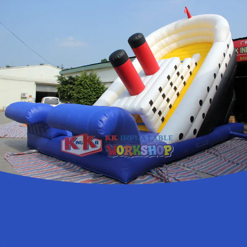 Titanic Adventure Inflatable Slide, Commercial PVC bounce house party game boat dock inflatable slide