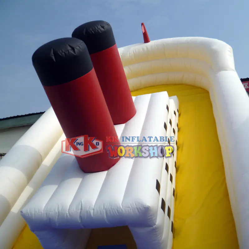 Titanic Adventure Inflatable Slide, Commercial PVC bounce house party game boat dock inflatable slide