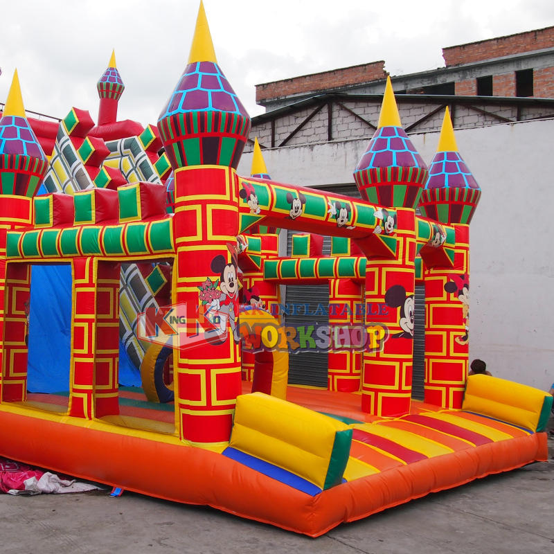 Outdoor Cartoon Theme Kids Inflatable Dry Slide Inflatable Castle Jumping Slide Brick Castle Inflatable Slide