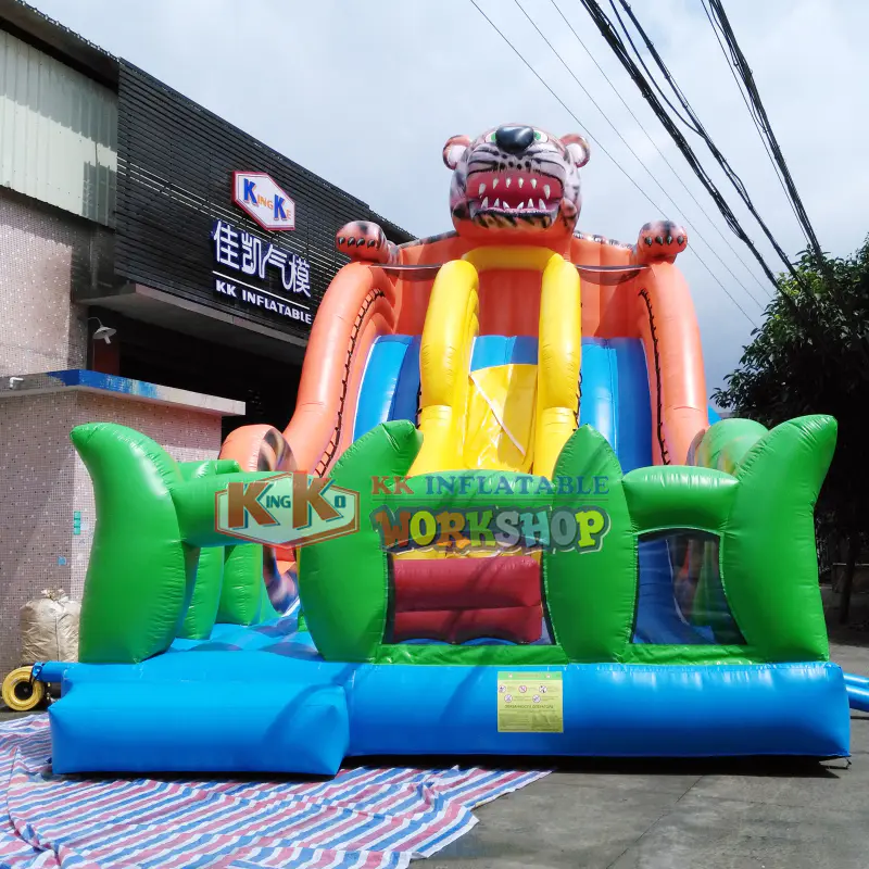 Attractive design big tiger inflatable slide fun city inflatable playground