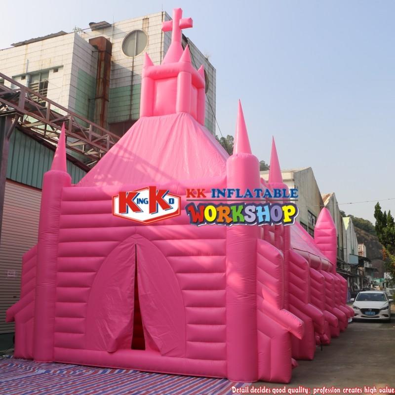 Giant building house balloon pink inflatable church , wedding church tent, church event marquee canopy