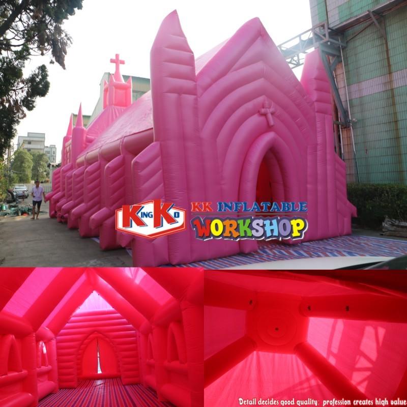 Giant building house balloon pink inflatable church , wedding church tent, church event marquee canopy