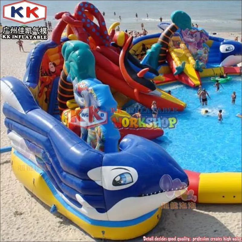 Octopus Inflatable water slide inground pool park for adults and kids resort inflatable water world park for hotel or beach entertainment