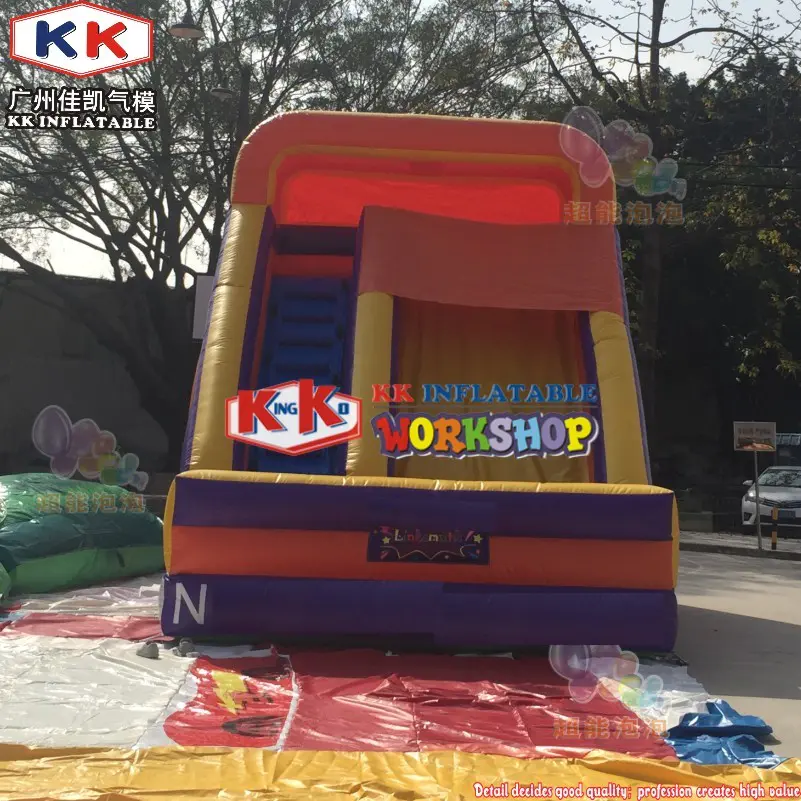 Logo Free Colors Playground Inflatable Slide Apparatus,  Manufacturers of commercial grade bounce houses Dual Primary Colors Slide