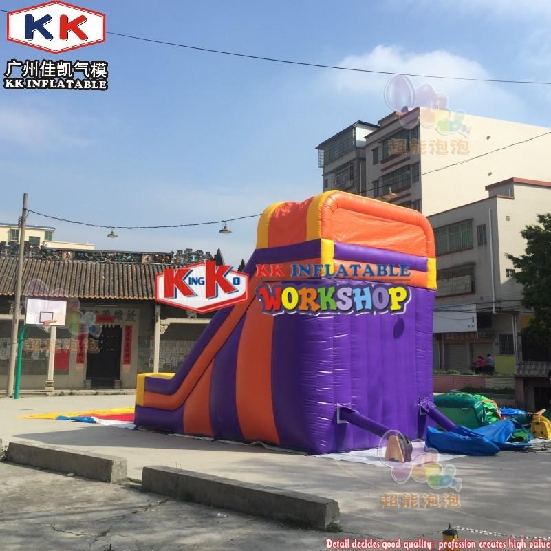 Logo Free Colors Playground Inflatable Slide Apparatus,  Manufacturers of commercial grade bounce houses Dual Primary Colors Slide