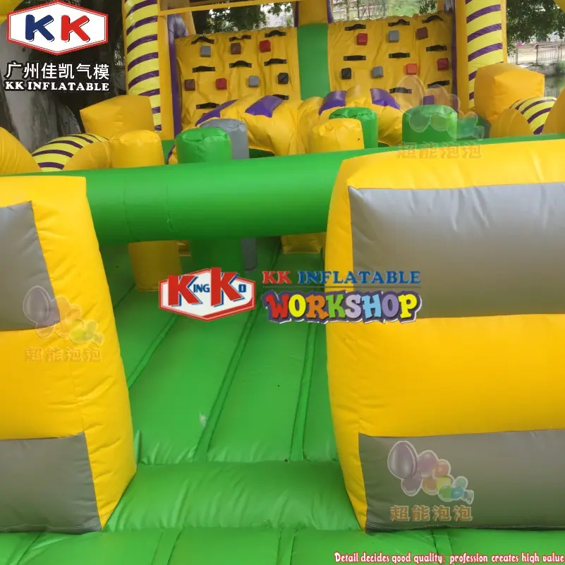 The excitement of multiple obstacles such as slides, rock climbing, and inflatable tracks