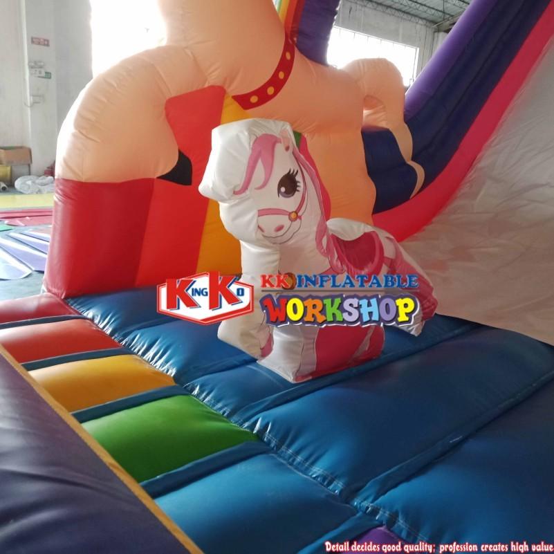 outdoor unicorn carriage slide inflatable jumping castle combo slide