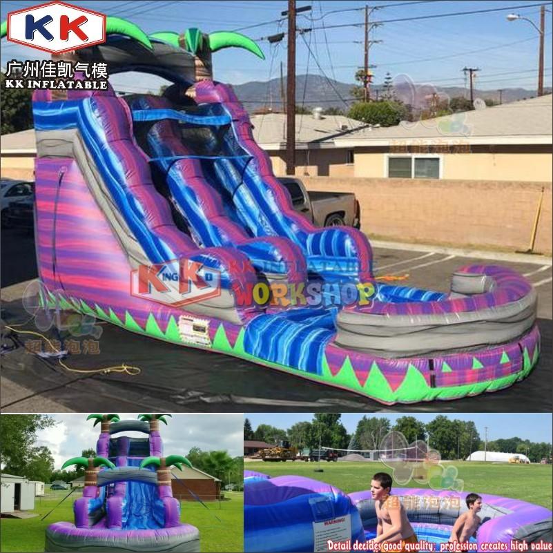 20FT tall outdoor inflatable Tropical Purple Marble water slide with pool