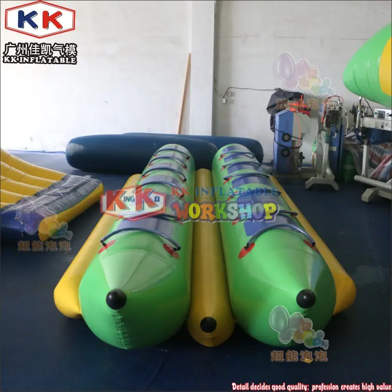 Factory Made10 12 1416 Passengers Light Green & yellow Inflatable PVC Banana Boats