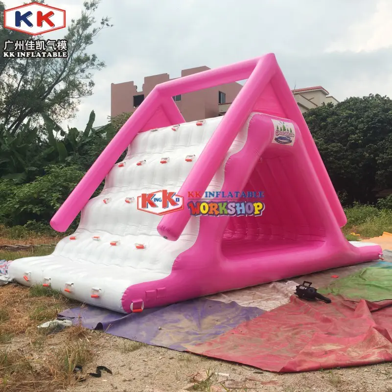 Pink Floating Inflatable Wake Island Giant Floating Inflatable Triangle Water Slide