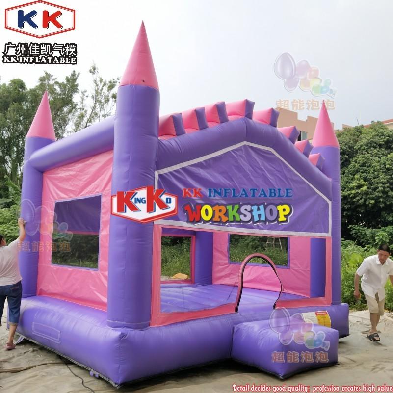 ultimate pink princess themed bouncy castle combomixed in purple&pink inflatable moonwalk with roof