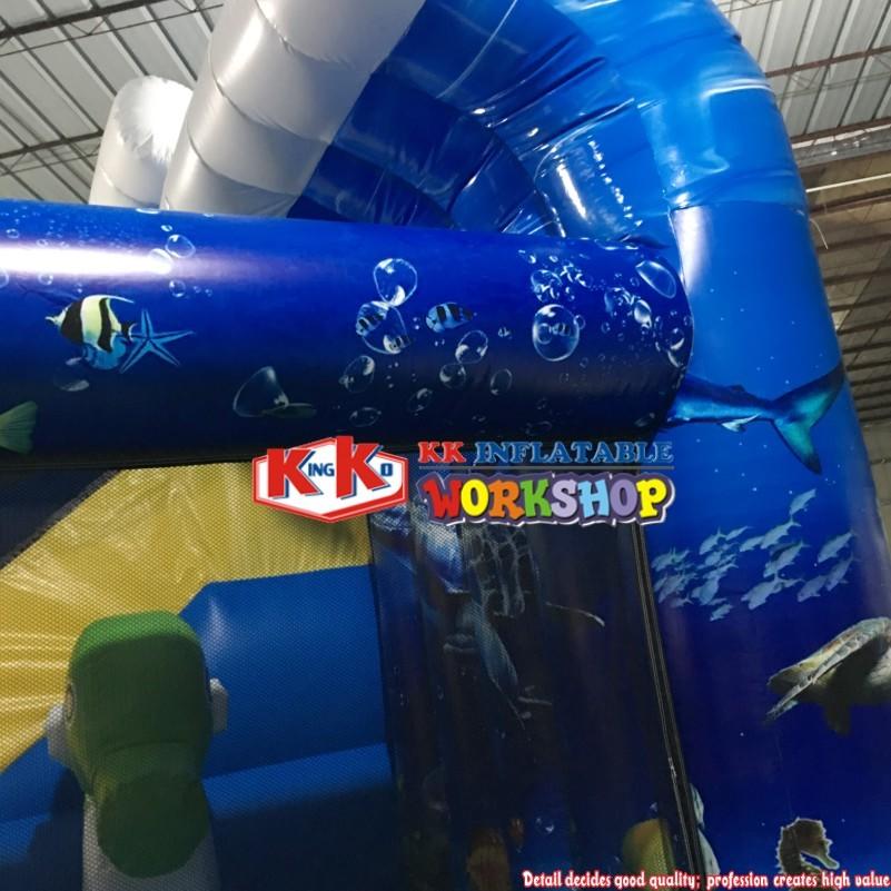 Printing ocean themed inflatable bouncing castle combo / Ocean Inflatables Castle Bouncy Jumping Beach Combo Bouncer Slide