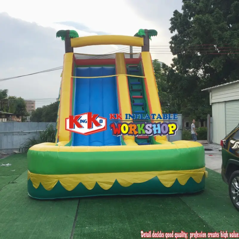 Commercial plam tree straight high inflatable water slide pool/used inflatable water slide