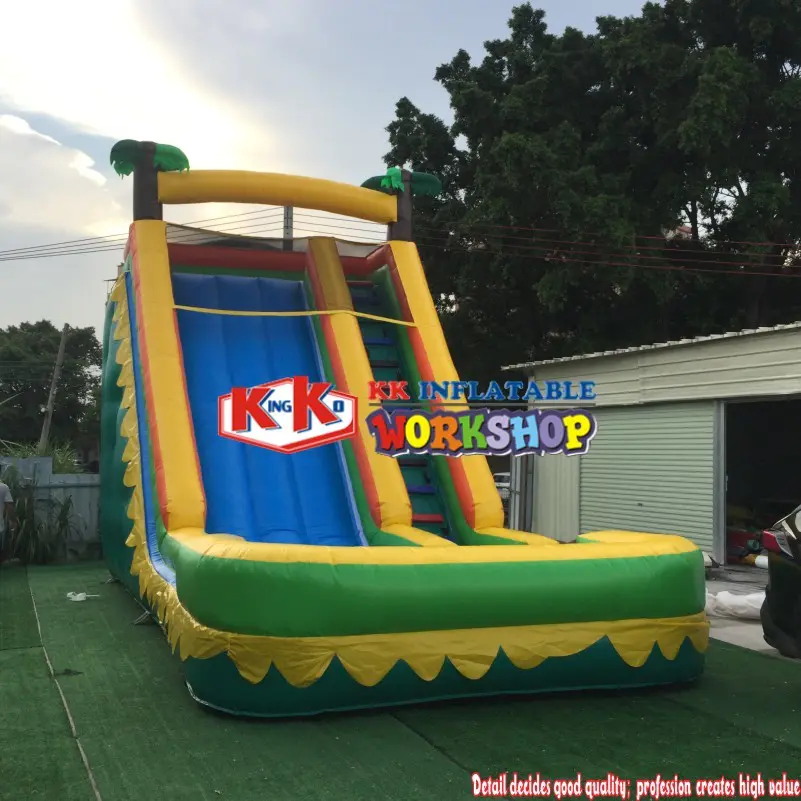 Commercial plam tree straight high inflatable water slide pool/used inflatable water slide