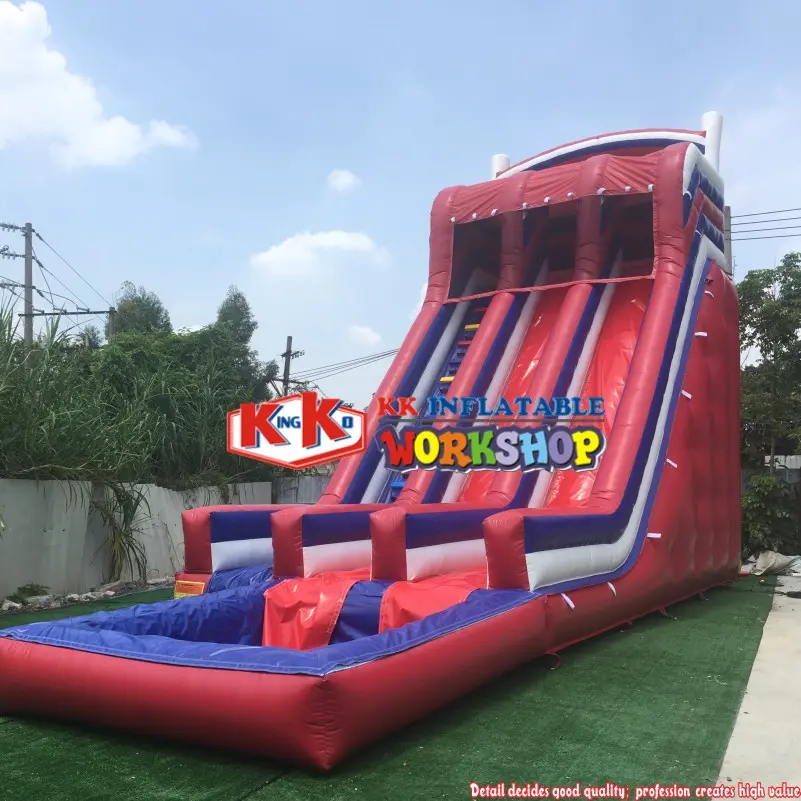 Summer Kids Blue and Red Screamer Slide with Pool , Adult Inflatable  Water Slides With Blower