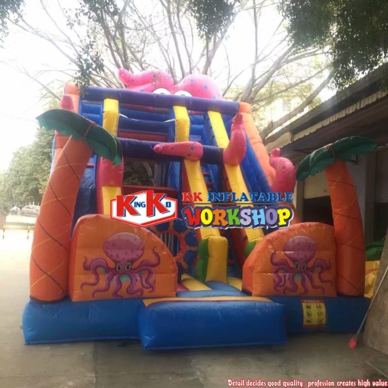 SGS Commercial Inflatable Dry Slides / Octopus Double Lane Slide For Children Big Fun