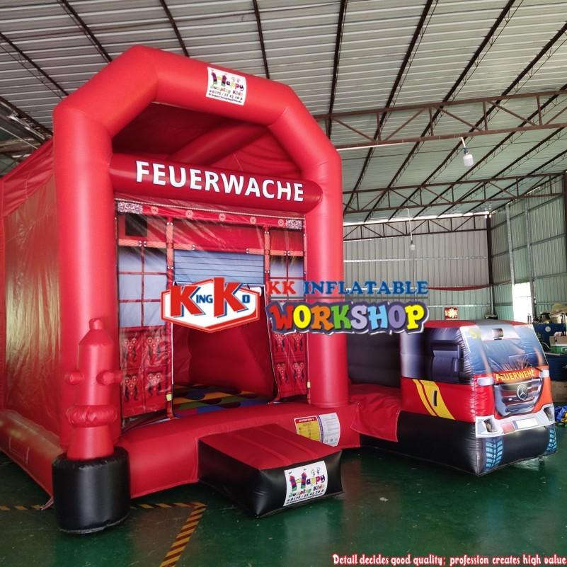 Guangzhou KK Fire Station & Fire Truck themed bounce house, 3 in 1 Kids slide combo