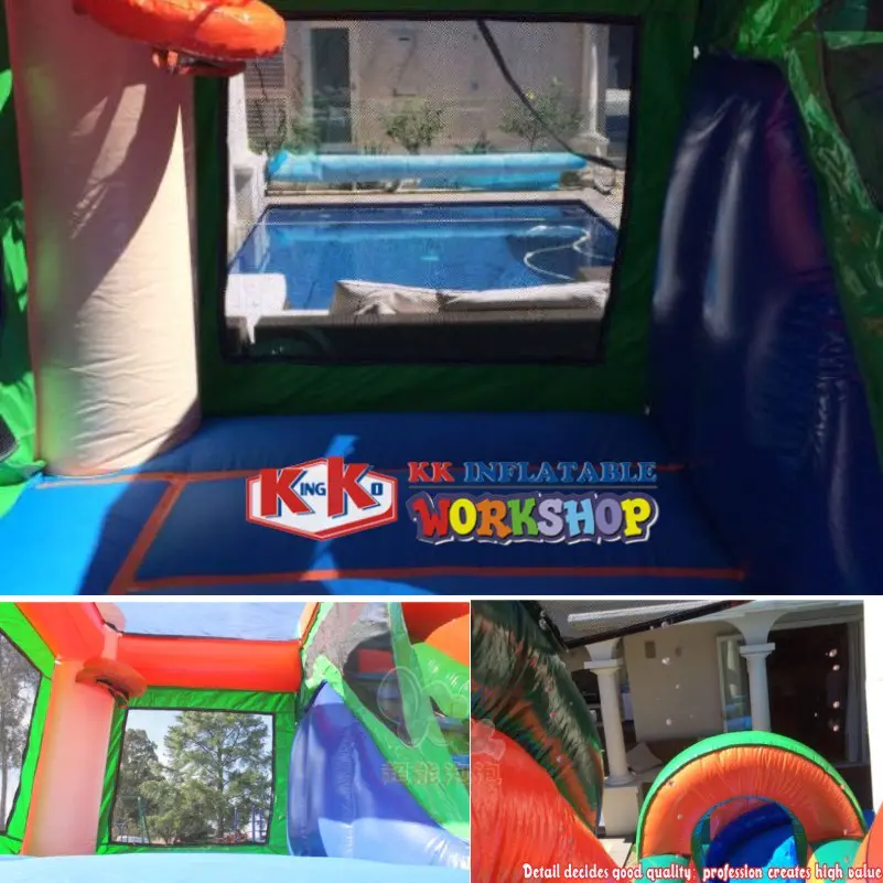 Plam Tree Inflatable Water Slide, Bouncer House Combo Inflatable Bouncer With Wet Slide For Rental
