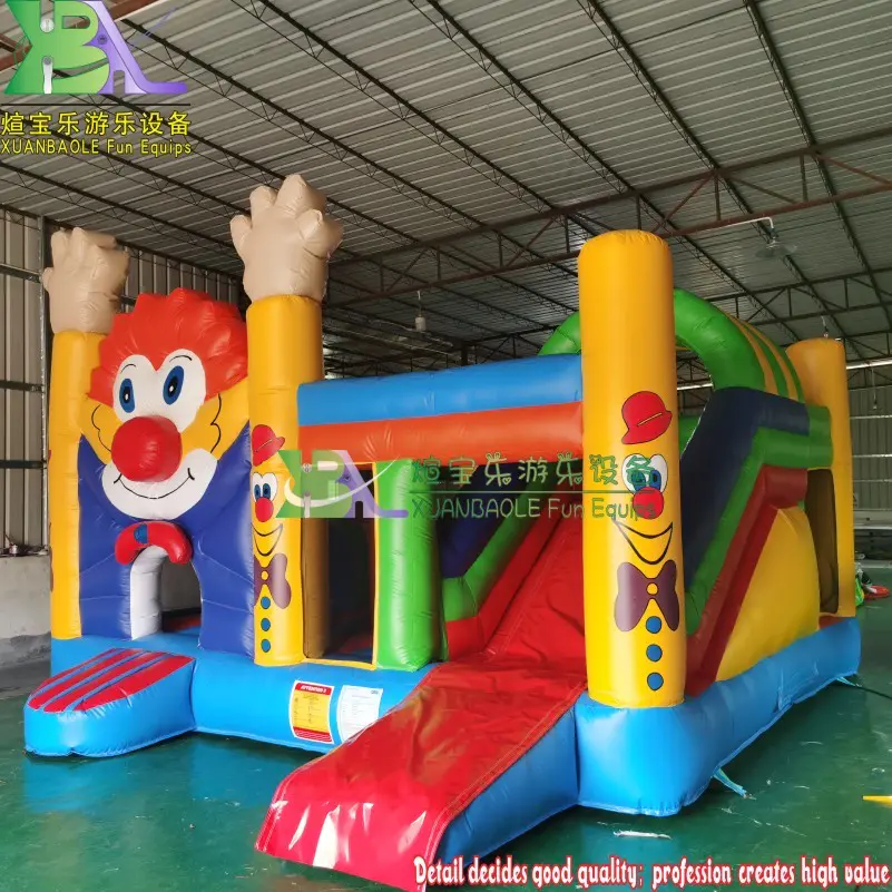PVC Inflatable Clown Combo Bouncer With Slide Jumping Circus Bouncy House Ship to Switzerland