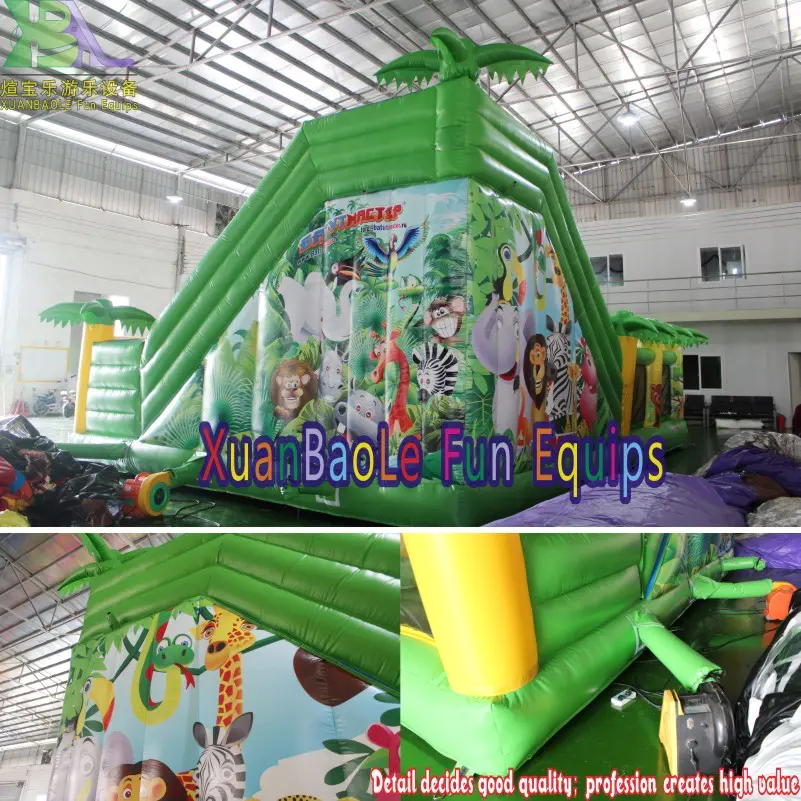 Large Custom Inflatable Jungle Obstacle,Inflatable 3D printing animal slide fun park
