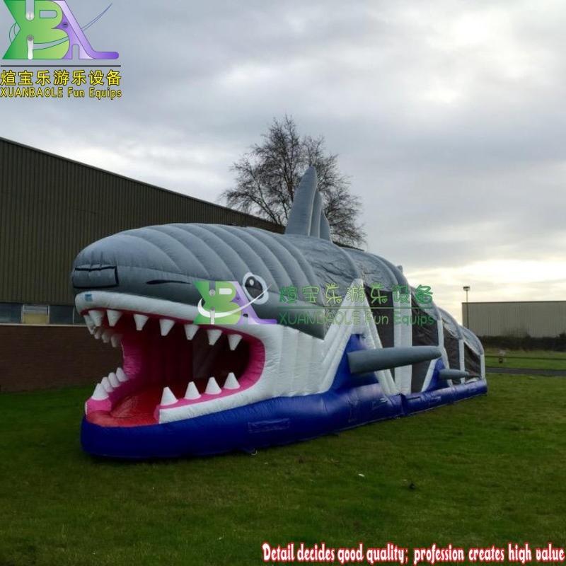 Mini Run Daddy Shark Inflatable obstacle course/inflatable assault course