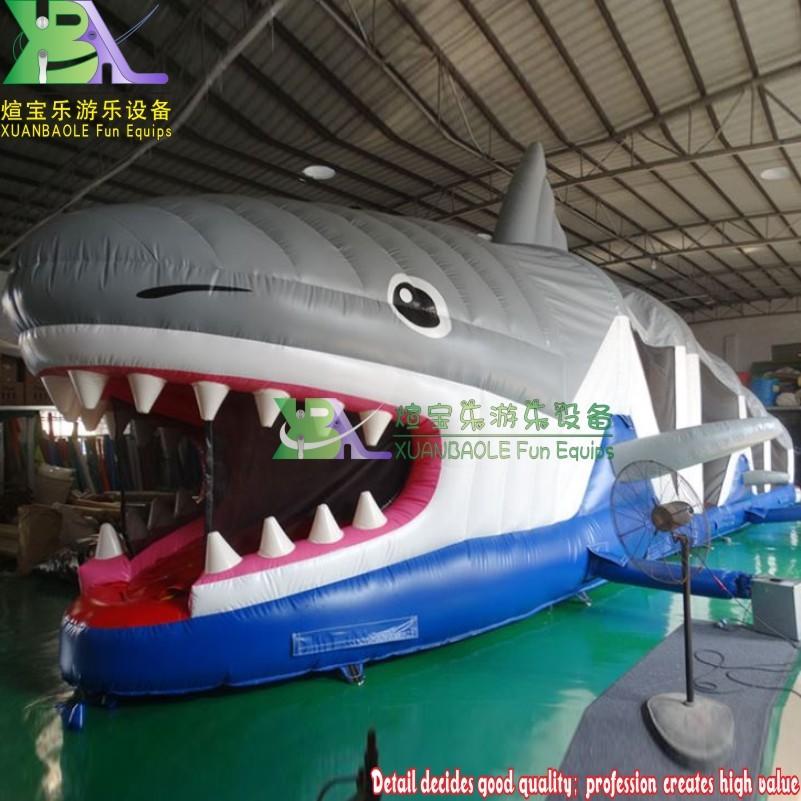 Mini Run Daddy Shark Inflatable obstacle course/inflatable assault course