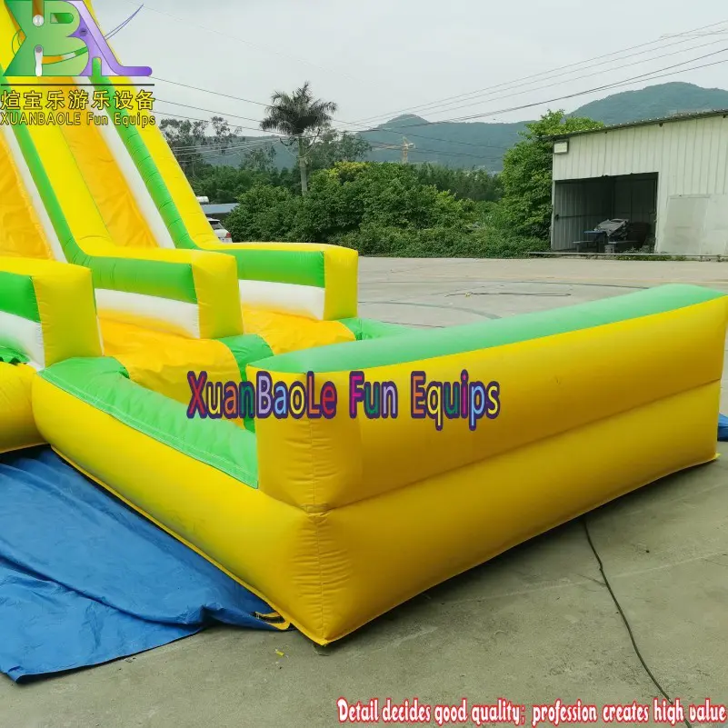 Commercial large yellow crush dual lane waterslides backyard blow up inflatable water slide with pool for adults