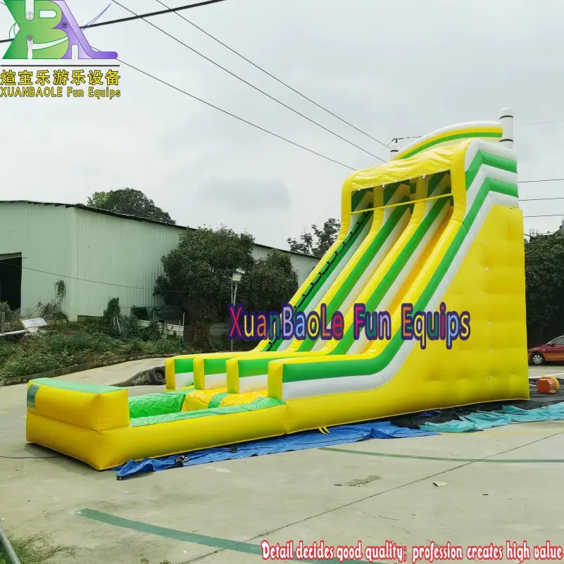 Commercial large yellow crush dual lane waterslides backyard blow up inflatable water slide with pool for adults