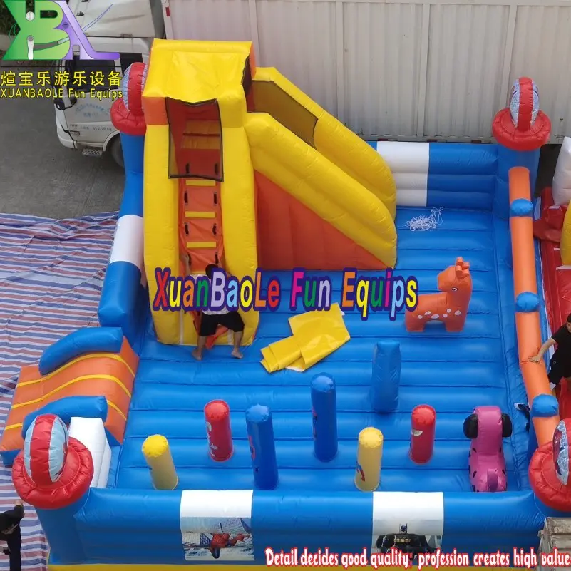 Accept customized inflatable jumping castle with slide inflatable park outdoor inflatable fun city playground