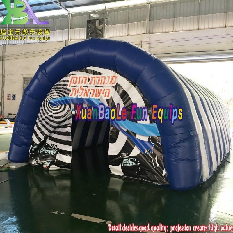 Glow Up Tent Giant Winter Music Stage Tent White & Blue Inflatable Tunnel Tent For Party