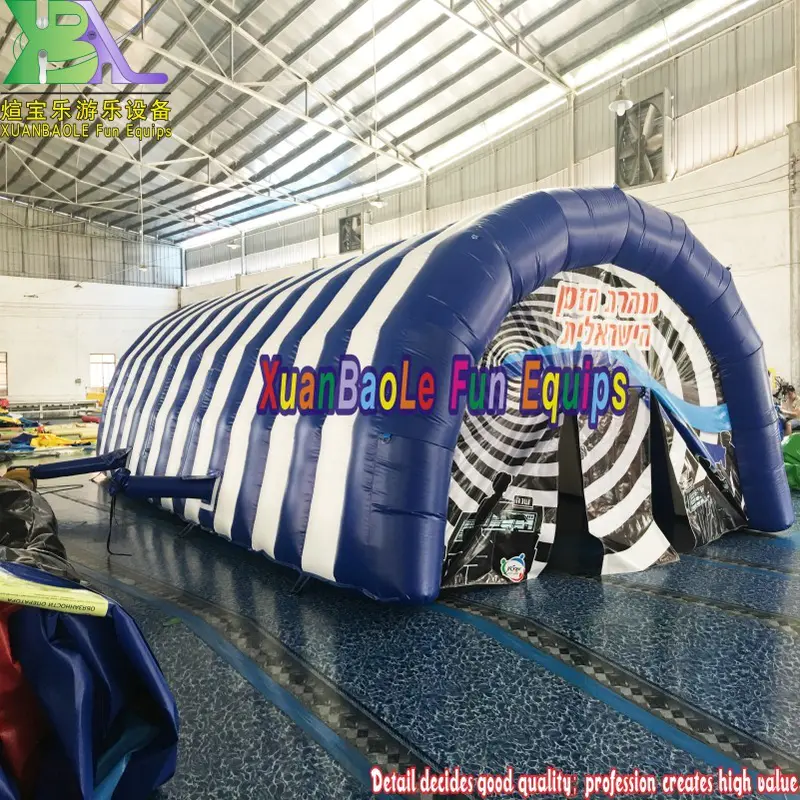 Outdoor music festival decorated inflatable stage, blue&white arch tunnel inflatable tent