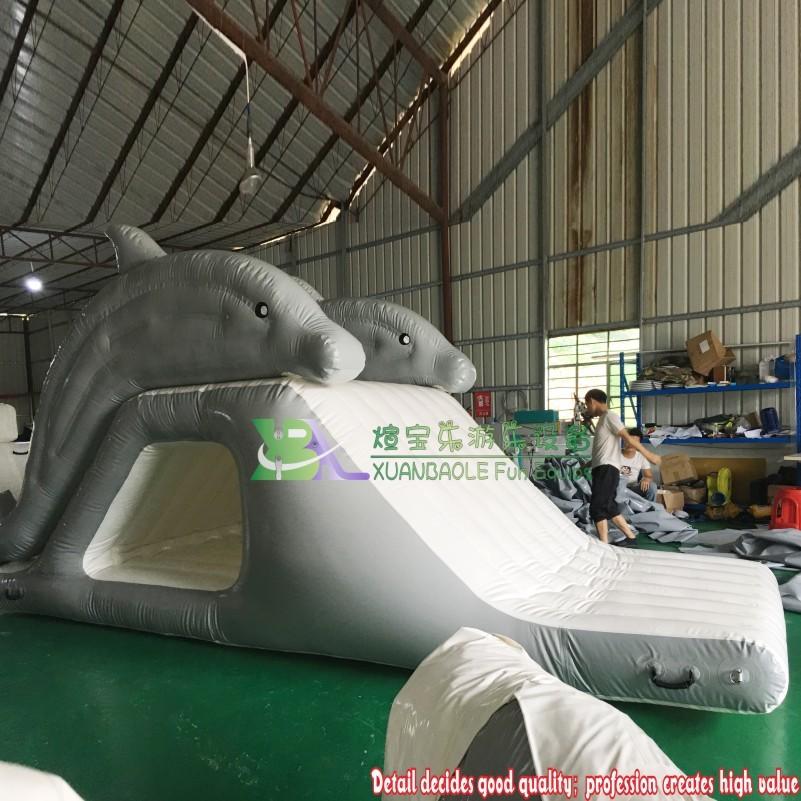Inflatable Water Park Floating Twin Dolphins inflatable Water Slide For Water Island