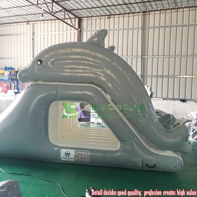 Inflatable Water Park Floating Twin Dolphins inflatable Water Slide For Water Island