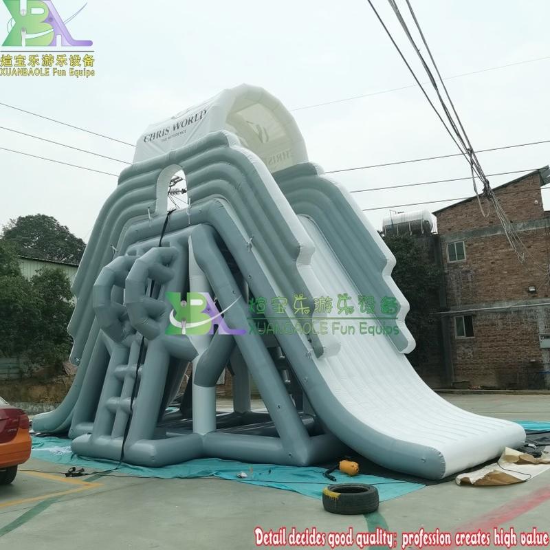 Water Park Crazy Fun Inflatable Floating Water Slide / Aqua Big Slide Water Park Equipment