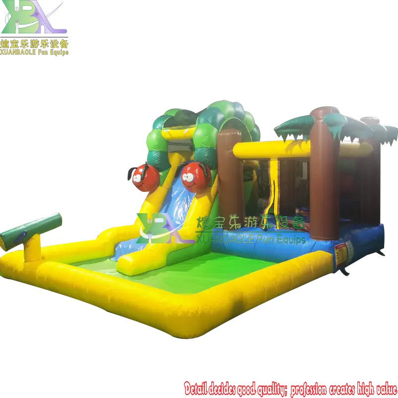 Honeybee Inflatable Mini Bouncer Combo Wet Slide Bouncy Castle Inflatable Bounce House For Family party