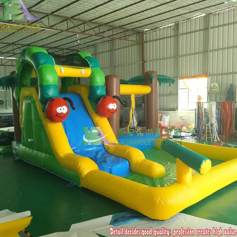 Honeybee Inflatable Mini Bouncer Combo Wet Slide Bouncy Castle Inflatable Bounce House For Family party