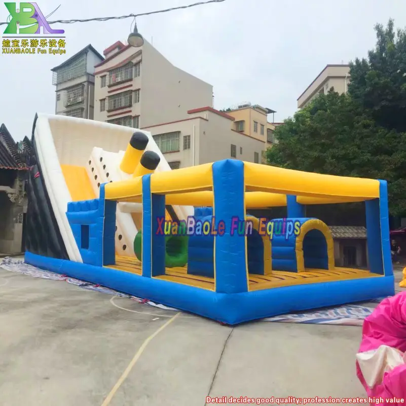 Titanic Adventure Inflatable Double Slides And Bounce House Inflatable Jumper Moonwalk Combo Slide Challenge