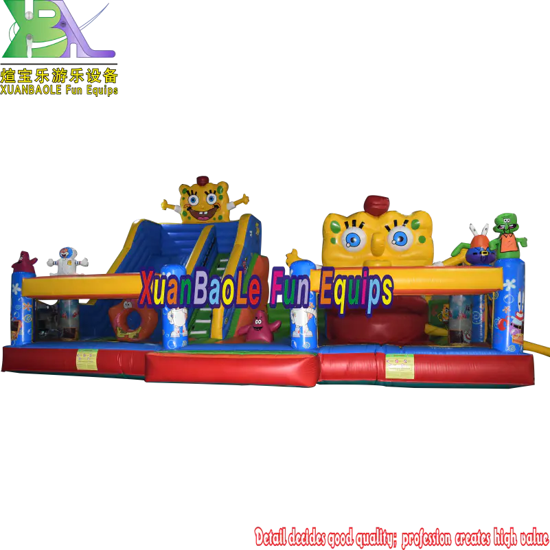 Adorable inflatable cartoon paradise fun city, Spongebob Children Inflatable Bouncer Slide Playground