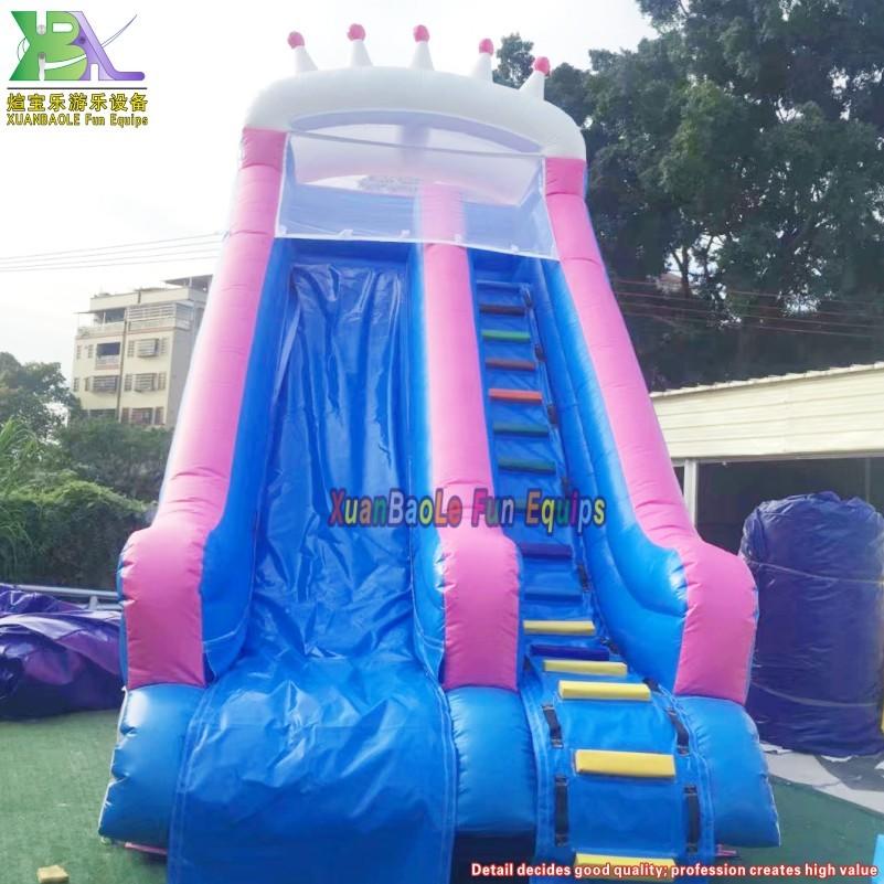 King Crown Pink Princess Water Slide Inflatable Bouncer Water Slide Jumper Wet Slide With Pool For Rentals